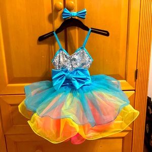Weissman small child blue with pink/yellow tutu costume.